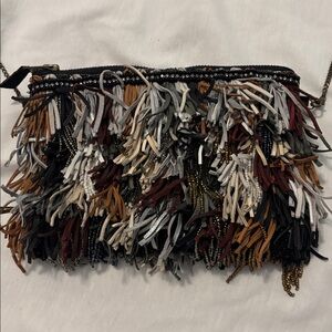 G Lish Leather Fringe & Beaded Small Crossbody Bag multi color bohemian casual